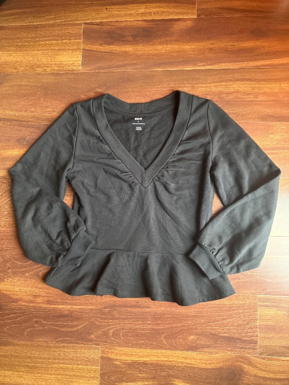 MAEVEby Anthropologie Black V neck Bishop Sleeves Blouse Size medium